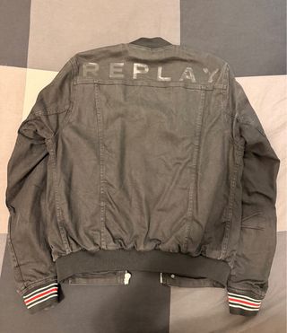Chaqueta Bomber Replay Negra Tejana