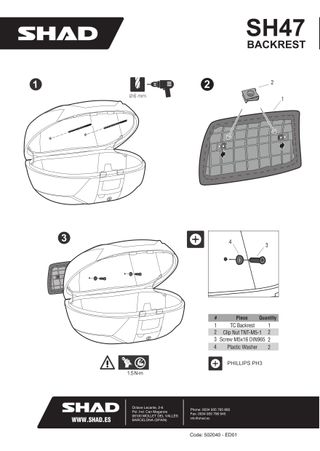 Respaldo Baúl SHAD SH47