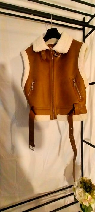 Gilet modello aviatore marrone e bianco