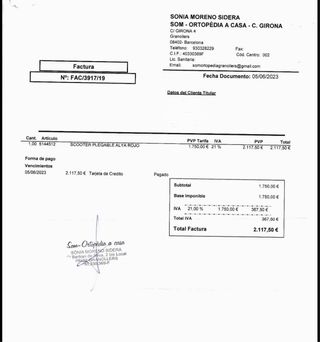 Scooter movilidad reducida plegable