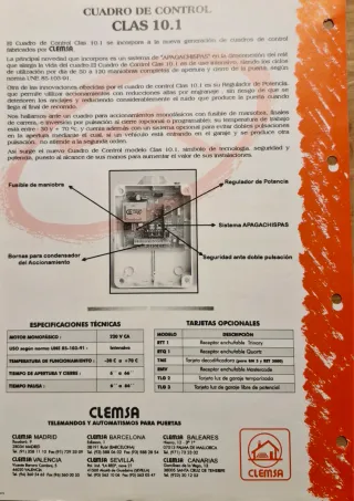 Placa Clemsa Clas 10.1 para Puerta Garaje