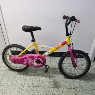 Bicicleta Infantil Niña Amarilla y Rosa