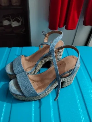 Sandalias cuña negras talla 38