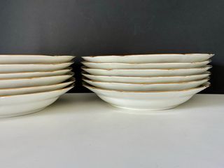 🇫🇷 12 piatti fondi floreali dorati Limoges