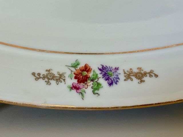 🇫🇷 Limoges 2 Tabuleiros Florais de Rabanete em Porcelana
