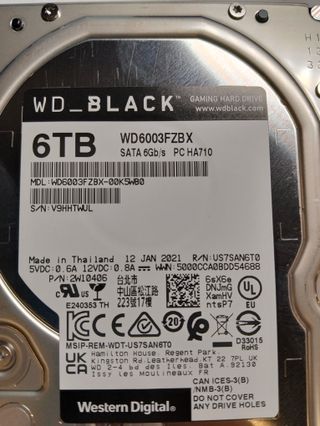 Disco WD Black WD6003FZBX 6 TB 7200rpm 256MB Cache