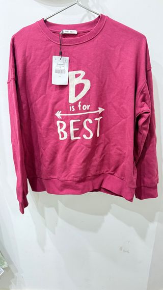 Sudadera rosa EASY WEAR logo B is for BEST Talla M