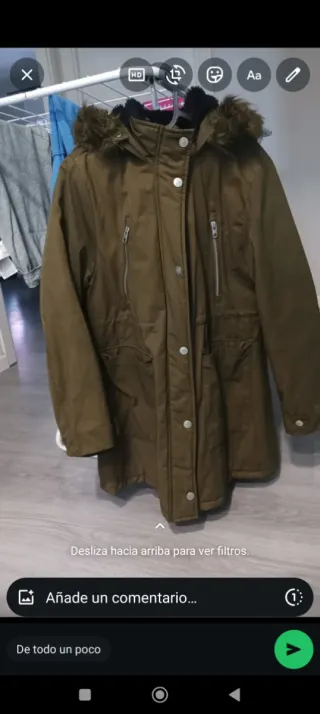 Abrigo Zara verde militar chica/mujer