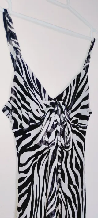 Vestido largo estampado cebra