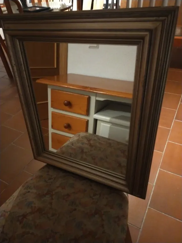 Espejo de pared madera y cristal