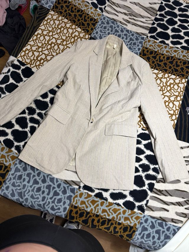 Blazer beige a rayas