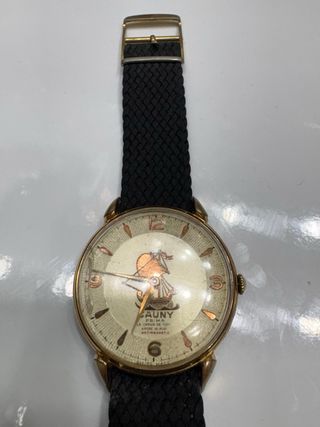 Reloj Cauny Prima Carabela chapado oro. Años 50