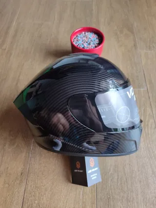 Casco Moto Integral Talla L Negro Pintura Carbono