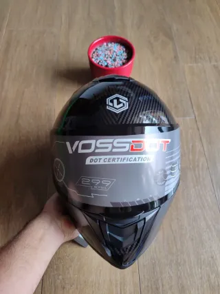 Casco Moto Integral Talla L Negro Pintura Carbono