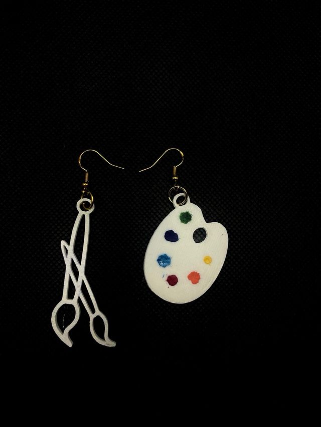 Pendientes Paleta de Pintor y Pinceles
