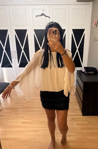 Vestido cóctel blanco y negro