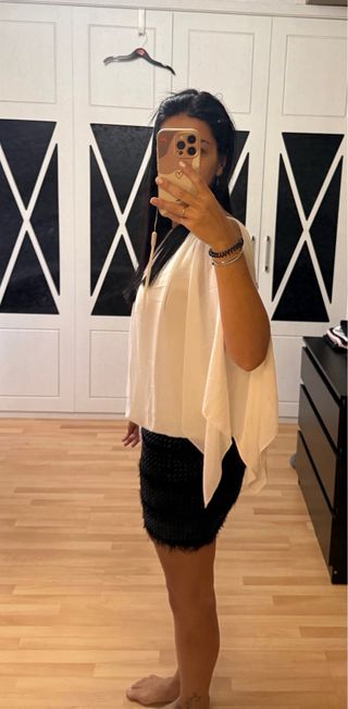 Vestido cóctel blanco y negro