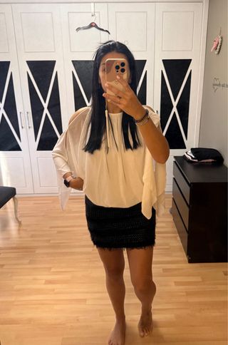 Vestido cóctel blanco y negro