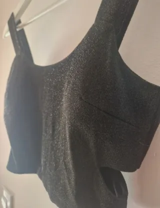 Top negro brillante fiesta
