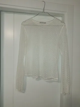 Camiseta encaje blanco manga larga