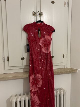 Abito lungo paillettes rosse mai indossato xs