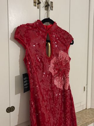 Abito lungo paillettes rosse mai indossato xs