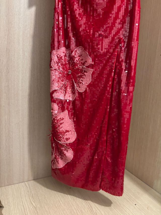 Abito lungo paillettes rosse mai indossato xs
