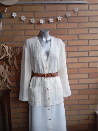 Cárdigan Punto Vintage Blanco Talla Única