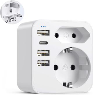 Adaptador Enchufe Europeo a UK 6 en 1