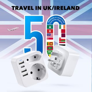 Adaptador Enchufe Europeo a UK 6 en 1