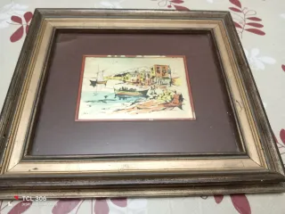 Paesaggio marino vintage foglia oro 22 K