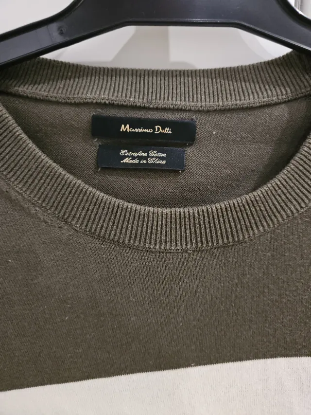 Camiseta Massimo Dutti Rayas Verde y Blanca