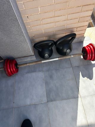 Barra fitness 1.50m + pesas 2,3,4 kg