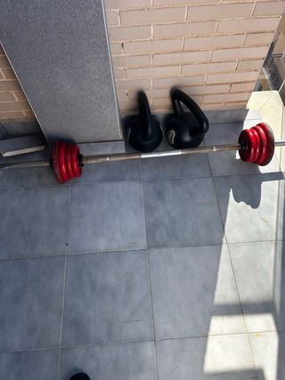 Barra fitness 1.50m + pesas 2,3,4 kg