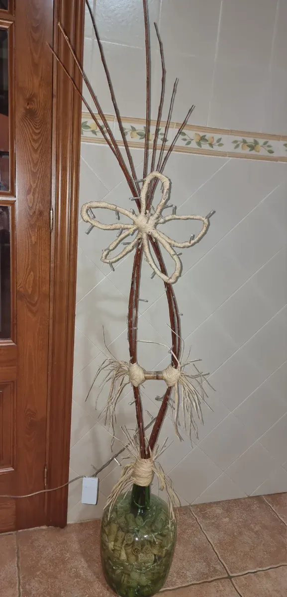 Lámpara Decorativa Botella Vidrio y Madera