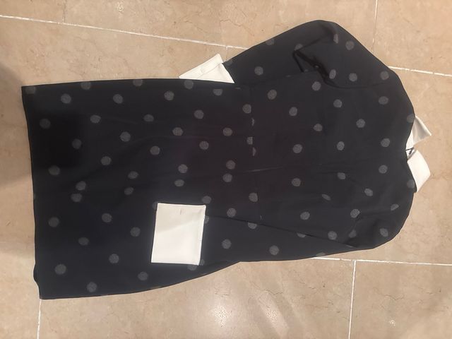 Vestido El Ganso lunares azul marino y gris