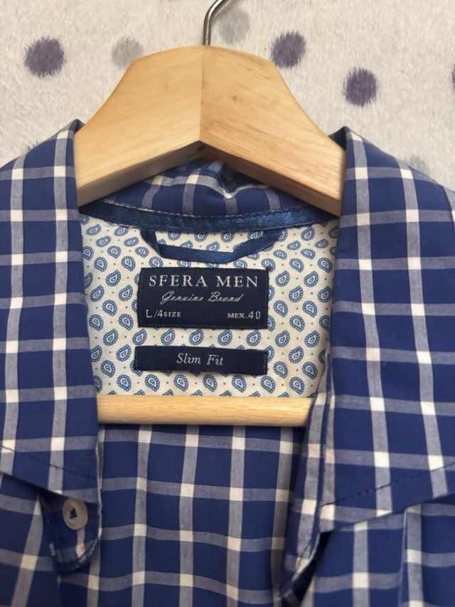 Camisa Sfera Cuadros Azul Talla L