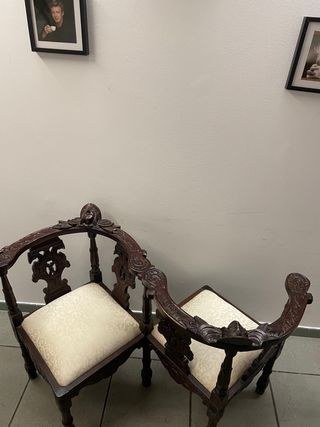 Sofá y sillones vintage madera y tela