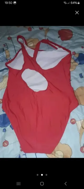 Bañador rosa con blanco