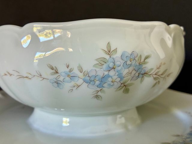 🇫🇷 Molho de Porcelana Limoges Flores Azuis