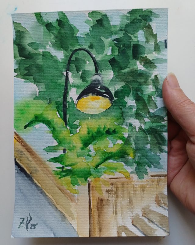 Farola Acuarela Original 14x21cm