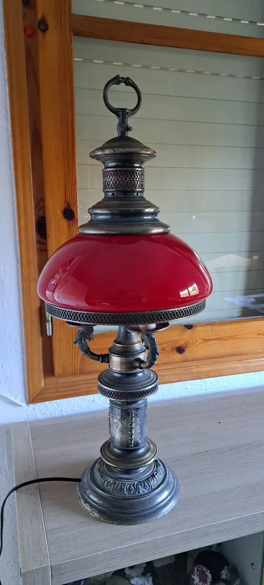 Lámpara de mesa retro cristal y metal