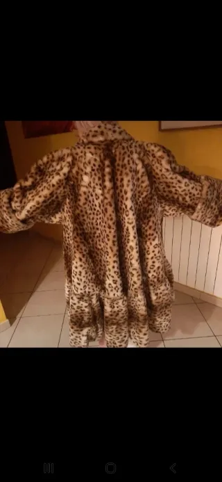 Cappotto ecologico vintage stampa leopardo