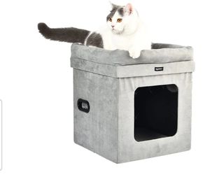 Casa Plegable para Gato Gris 38x38x43 cm