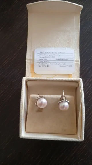 Pendientes Plata y Perlas Rosa Malva