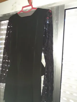 Vestido negro manga larga encaje ver medidas