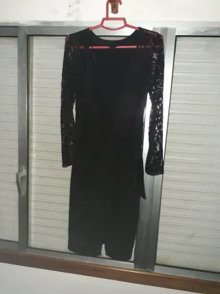 Vestido negro manga larga encaje ver medidas