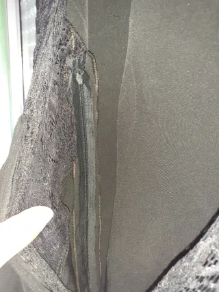 Vestido negro manga larga encaje ver medidas