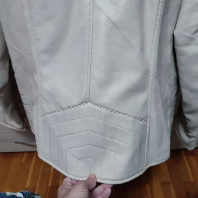 Cazadora piel beige con borrego