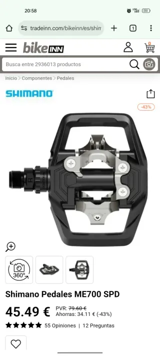 Pedales Shimano PD-ME700  Con juego de calas nuevo